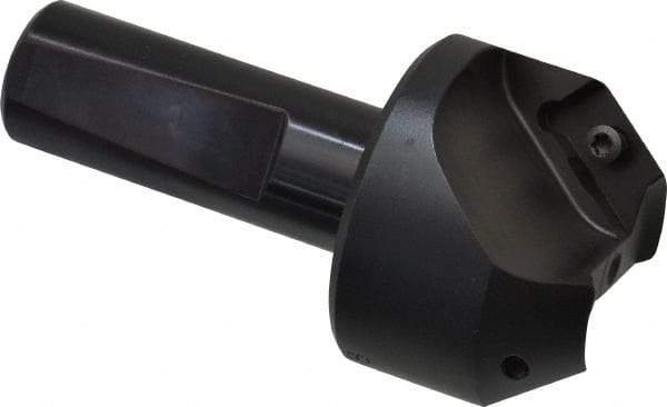 Kyocera - 37.5° Lead Angle, 1" Max Cut Diam, 1" Min Cut Diam, 0.456" Max Depth of Cut, Indexable Chamfer and Angle End Mill - 2 Inserts, XPMT 15T3.. Insert Style, 3.15" Overall Length, Straight Shank - Americas Industrial Supply