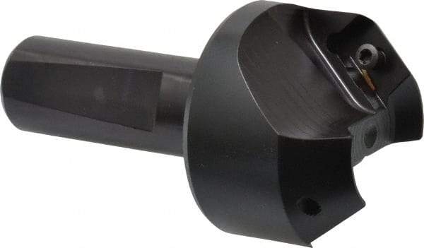 Kyocera - 41° Lead Angle, 1" Max Cut Diam, 1" Min Cut Diam, 0.433" Max Depth of Cut, Indexable Chamfer and Angle End Mill - 2 Inserts, XPMT 15T3.. Insert Style, 3.15" Overall Length, Straight Shank - Americas Industrial Supply