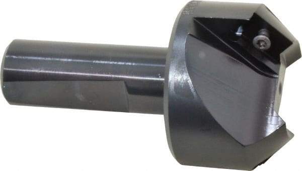 Kyocera - 45° Lead Angle, 1" Max Cut Diam, 1" Min Cut Diam, 0.4" Max Depth of Cut, Indexable Chamfer and Angle End Mill - 2 Inserts, XPMT 15T3.. Insert Style, 3.15" Overall Length, Straight Shank - Americas Industrial Supply