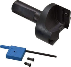 Kyocera - 70° Lead Angle, 1" Max Cut Diam, 1" Min Cut Diam, 0.193" Max Depth of Cut, Indexable Chamfer and Angle End Mill - 2 Inserts, XPMT 15T3.. Insert Style, 3.15" Overall Length, Straight Shank - Americas Industrial Supply
