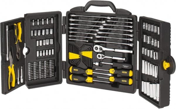 Stanley - 150 Piece 1/4 & 3/8" Drive Standard Deep Socket Set - Inch Measurement Standard - Americas Industrial Supply
