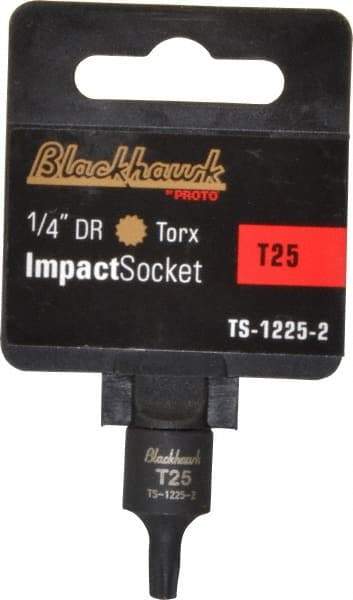 Blackhawk by Proto - 1/4" Drive, T25 Impact Torx Bit Socket - 1-3/16" OAL - Americas Industrial Supply