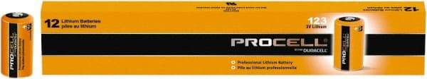 Duracell - Size CR123A, Lithium, 12 Pack, Standard Battery - 3 Volts - Americas Industrial Supply