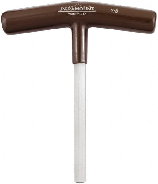 Paramount - 3/8" Hex, T-Handle Cushion Grip, Hex Key - 6" OAL, Steel, Inch System of Measurement - Americas Industrial Supply
