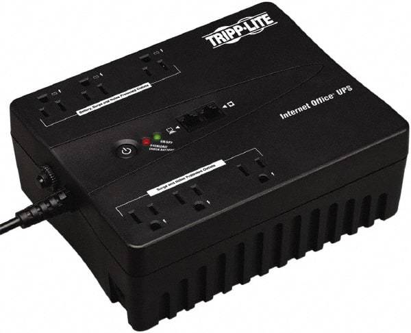 Tripp-Lite - 15 Amp, 350 VA, Flat Pack Mount Standby Backup Uninterruptible Power Supply - Backup 3 min with Full Load & 10 min with Half Load, 120 VAC Input & Output, 180 Watt Output, 1 Phases, 6 Outlets - Americas Industrial Supply