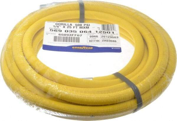 Continental ContiTech - 1/4" ID x 0.61" OD 25' Long Oil Resistant Air Hose - MNPT x MNPT Ends, 500 Working psi, -20 to 190°F, 1/4" Fitting, Yellow - Americas Industrial Supply