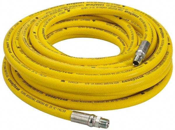 Continental ContiTech - 3/8" ID x 0.73" OD 50' Long Oil Resistant Air Hose - MNPT x MNPT Ends, 500 Working psi, -20 to 190°F, 3/8" Fitting, Yellow - Americas Industrial Supply