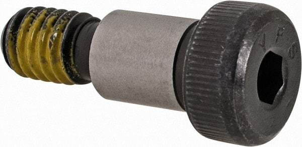 Value Collection - 3/8" Shoulder Diam x 1/2" Shoulder Length, 5/16-18 UNC, Hex Socket Shoulder Screw - 4140 Alloy Steel with Nylon Locking Patch, 1/4" Head Height x 9/16" Head Diam - Americas Industrial Supply