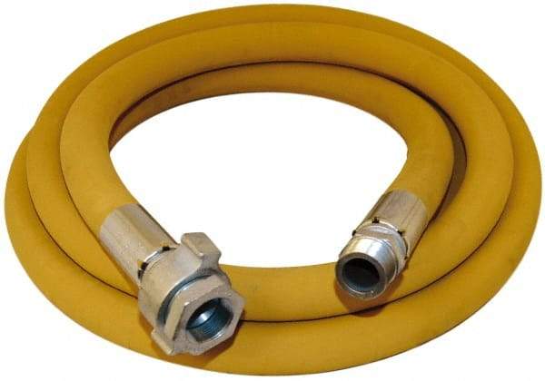 Alliance Hose & Rubber - 1-1/2" ID x 2.05" OD 50' Long Wire Braid Air Hose - Male NPT x Female NPT Ground Joint Swivel Ends, 600 Working psi, -22 to 176°F, 1-1/2" Fitting, Yellow - Americas Industrial Supply