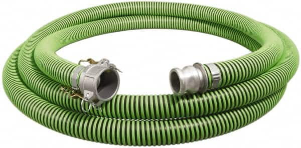 Alliance Hose & Rubber - -40 to 180°F, 4" Inside x 4.67" Outside Diam, Thermoplastic Rubber with Polyethylene Helix Liquid Suction & Discharge Hose - Green & Black, 25' Long, 29 Vacuum Rating, 40 psi Working & 150 psi Brust Pressure - Americas Industrial Supply