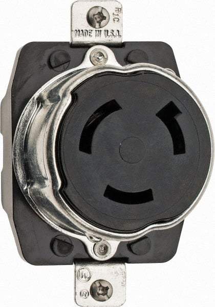 Hubbell Wiring Device-Kellems - 125 VAC, 50 Amp, Self Grounding Receptacle - 2 Poles, 3 Wire, Female End, Black - Americas Industrial Supply