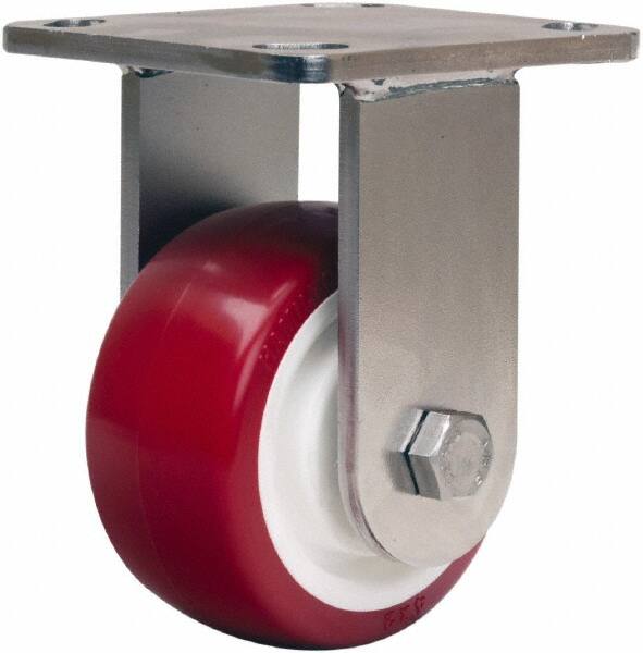 Hamilton - 4" Diam x 2" Wide x 5-5/8" OAH Top Plate Mount Rigid Caster - Polyurethane Mold on Polypropylene, 750 Lb Capacity, Delrin Bearing, 4 x 4-1/2" Plate - Americas Industrial Supply