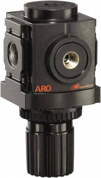 ARO/Ingersoll-Rand - 1/4 NPT Port, 86 CFM, Aluminum Compact Regulator - 0 to 140 psi Range, 250 Max psi Supply Pressure, 1/8" Gauge Port Thread, 2.705" Wide x 4.772" High - Americas Industrial Supply
