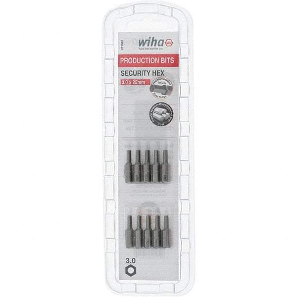 Wiha - 3mm Hex Screwdriver Bit - 1/4" Drive, 1" OAL - Americas Industrial Supply
