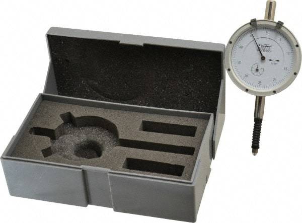 Fowler - 0.4" Range, 0-50-0 Dial Reading, 0.0005" Graduation Dial Drop Indicator - Revolution Counter - Americas Industrial Supply