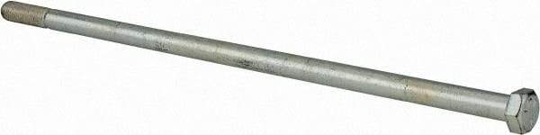 Made in North America - 1/2-13 UNC, 14" Length Under Head Hex Head Cap Screw - Partially Threaded, Grade 5 Steel, Zinc-Plated Finish, 3/4" Hex - Americas Industrial Supply