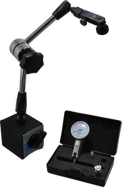 Value Collection - 0.0005" Graduation, 0-15-0 Dial Reading, Indicator & Base Kit - 2-1/2" Base Length x 2" Base Width x 2-1/8" Base Height - Americas Industrial Supply