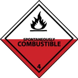 NMC - Spontaneously Combustible DOT Shipping Label - 4" High x 4" Wide - Americas Industrial Supply