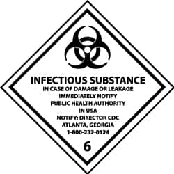 NMC - Infectious Substance - In Case of Damage or Leakage Immediately Notify Public Authority in U.S.A. - Notify: Director... DOT Shipping Label - 4" High x 4" Wide - Americas Industrial Supply