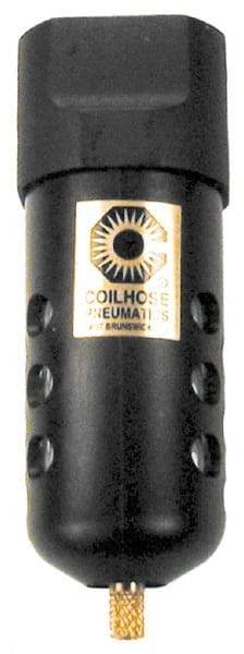 Coilhose Pneumatics - 3/8" Port, 6" High x 2" Wide, Compact FRL Filter with Metal Bowl & Manual Drain - 65 SCFM, 250 Max psi, 250°F Max, 3.8 oz Bowl Capacity - Americas Industrial Supply