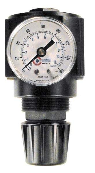Coilhose Pneumatics - 1/2 NPT Port, 120 CFM, Cast Aluminum Standard Regulator - 0 to 125 psi Range, 250 Max psi Supply Pressure, 1/4" Gauge Port Thread, 2-3/4" Wide x 5-1/2" High - Americas Industrial Supply
