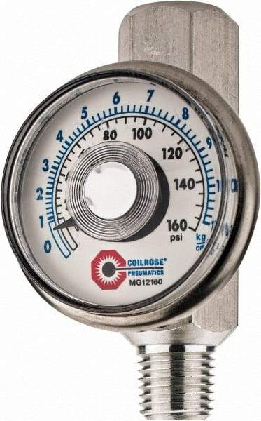 Coilhose Pneumatics - 1/4" Outlet, 160 Max psi, Inline Filters, Regulators & Lubricators - Flow Regulator with Gauge - Americas Industrial Supply