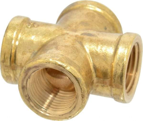 Cerro - 3/8 Female Thread, Brass Industrial Pipe Female Cross - FNPTF, 1,200 psi - Americas Industrial Supply