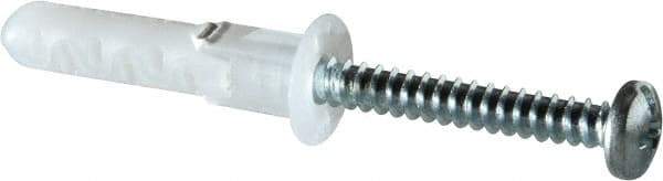 Toggler - 5/16" Diam, 5/16" Drill, 1-5/8" OAL, 1-3/8" Min Embedment Lag Shield Concrete Anchor - Plastic, Flange Head - Americas Industrial Supply