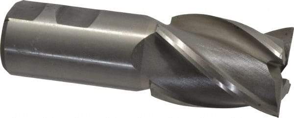Interstate - 1-1/2", 2" LOC, 1-1/4" Shank Diam, 4-1/2" OAL, 4 Flute, High Speed Steel Square End Mill - Single End, Uncoated, Spiral Flute, 30° Helix, Right Hand Cut, Right Hand Flute - Americas Industrial Supply