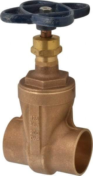 NIBCO - 2" Pipe, Class 125, Soldered Bronze Solid Wedge Stem Gate Valve - 200 WOG, 125 WSP, Screw-In Bonnet - Americas Industrial Supply