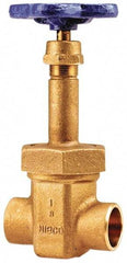 NIBCO - 1-1/2" Pipe, Class 150, Soldered Bronze Solid Wedge Rising Stem Gate Valve - 300 WOG, 150 WSP, Bolted Bonnet - Americas Industrial Supply