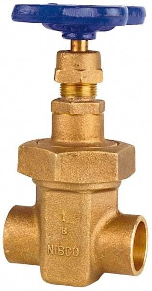 NIBCO - 2-1/2" Pipe, Class 150, Soldered Bronze Solid Wedge Stem Gate Valve - 300 WOG, 150 WSP, Union Bonnet - Americas Industrial Supply