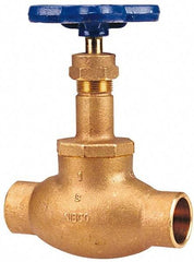 NIBCO - 1-1/4" Pipe, Soldered Ends, Bronze Integral Globe Valve - PTFE Disc, Screw-In Bonnet, 200 psi WOG, 125 psi WSP, Class 125 - Americas Industrial Supply
