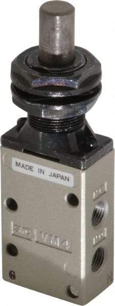 SMC PNEUMATICS - 0.38 CV Rate, 1/4" NPT Inlet Mechanical Valve - 3 Way, 3 Ports, Plunger - Americas Industrial Supply