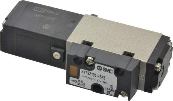 SMC PNEUMATICS - 0.8 CV Flow Rate, Single Solenoid Pilot Operated Valve - 5 Port, 2 Position, Spring Return, 1/4" NPT Inlet, 24 V - Americas Industrial Supply