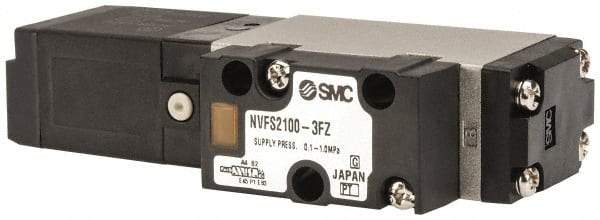 SMC PNEUMATICS - 0.8 CV Flow Rate, Single Solenoid Pilot Operated Valve - 5 Port, 2 Position, Spring Return, 1/4" NPT Inlet, 110 V - Americas Industrial Supply