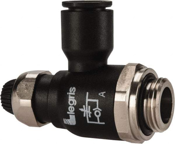 Legris - 10mm Tube OD x 3/8 Male BSPP Compact Meter Out Flow Control Valve - 14.5 to 145 psi, Nylon - Americas Industrial Supply