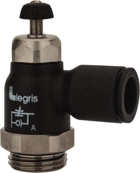 Legris - 12mm Tube OD x 1/2 Male BSPP Compact Meter Out Flow Control Valve - 14.5 to 145 psi, Nylon - Americas Industrial Supply