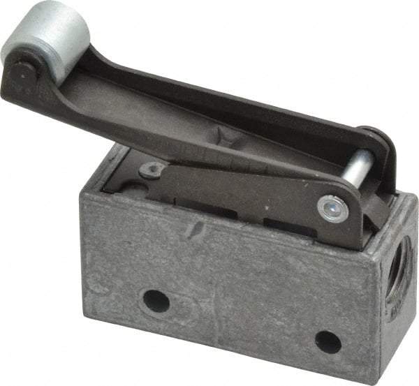 Mead - 3 Way Pilot Air Valve - 1/8" NPT Inlet, Steel Roller - Americas Industrial Supply