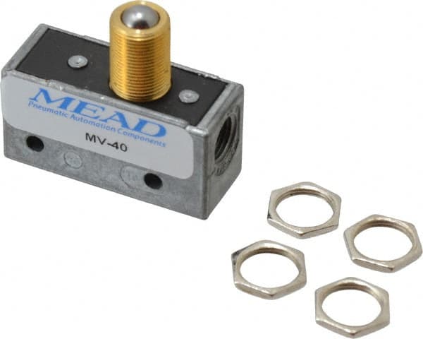 Mead - 3 Way Pilot Air Valve - 1/8" NPT Inlet, Ball Roller - Americas Industrial Supply