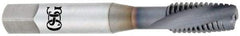 OSG - M12x1.75 Metric Coarse 2 Flute 6H Plug Spiral Flute Tap - Vanadium High Speed Steel, TiCN Finish, 3-3/8" OAL, Left Hand Flute, Right Hand Thread, D6, Series 13159 - Americas Industrial Supply
