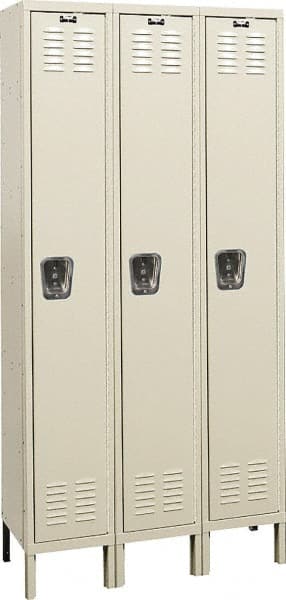 Hallowell - 3 Door, 1 Tier, Galvanite Corrosion Resistant Wardrobe & Box Lockers - Americas Industrial Supply