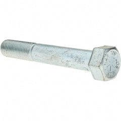 Value Collection - 7/8-9 UNC, 6" Length Under Head Hex Head Cap Screw - Partially Threaded, Grade 8 Alloy Steel, Zinc-Plated Finish, 1-5/16" Hex - Americas Industrial Supply