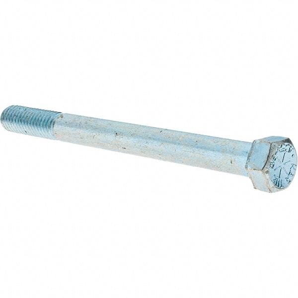 Value Collection - 7/16-14 UNC, 5" Length Under Head Hex Head Cap Screw - Partially Threaded, Grade 8 Alloy Steel, Zinc-Plated Finish, 5/8" Hex - Americas Industrial Supply
