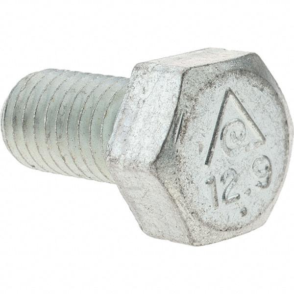 Value Collection - M10x1.50mm Metric Coarse, 20mm Length Under Head Hex Head Cap Screw - Fully Threaded, Grade 8.8 Steel, Zinc-Plated Finish, 17mm Hex - Americas Industrial Supply