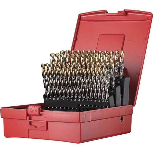 DORMER - 6 to 10mm, 118° Point, TiN Finish, High Speed Steel Jobber Length Drill Bit Set - Americas Industrial Supply