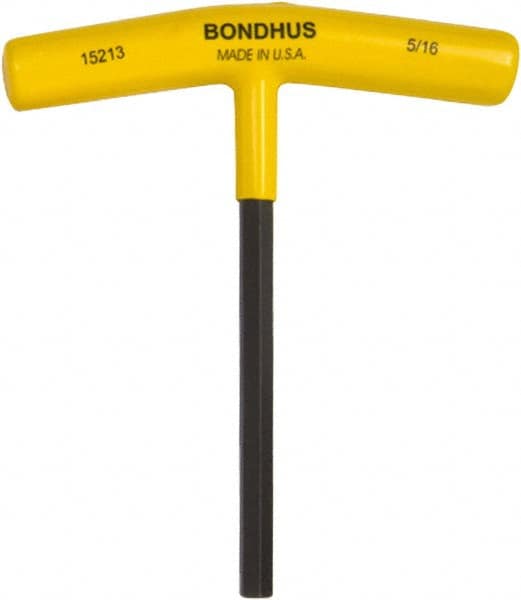 Bondhus - 5/16" Hex, T-Handle Cushion Grip, Hex Key - 6" OAL, Protanium High Torque Steel, Inch System of Measurement - Americas Industrial Supply