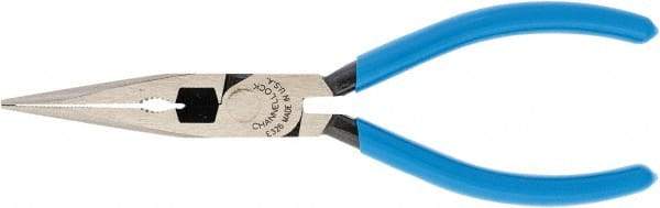 Channellock - 6" OAL, 2-7/32" Jaw Length x 41/64" Jaw Width, Long Nose Pliers - Crosshatch Jaw, Standard Head, Plastic Dipped Handles - Americas Industrial Supply