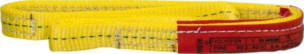 Lift-All - 3' Long x 1" Wide, 3,200 Lb Vertical Capacity, 2 Ply, Polyester Web Sling - 2,500 Lb Choker Capacity, Yellow - Americas Industrial Supply