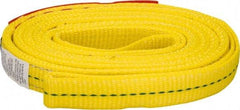 Lift-All - 8' Long x 1" Wide, 3,200 Lb Vertical Capacity, 2 Ply, Polyester Web Sling - 2,500 Lb Choker Capacity, Yellow - Americas Industrial Supply